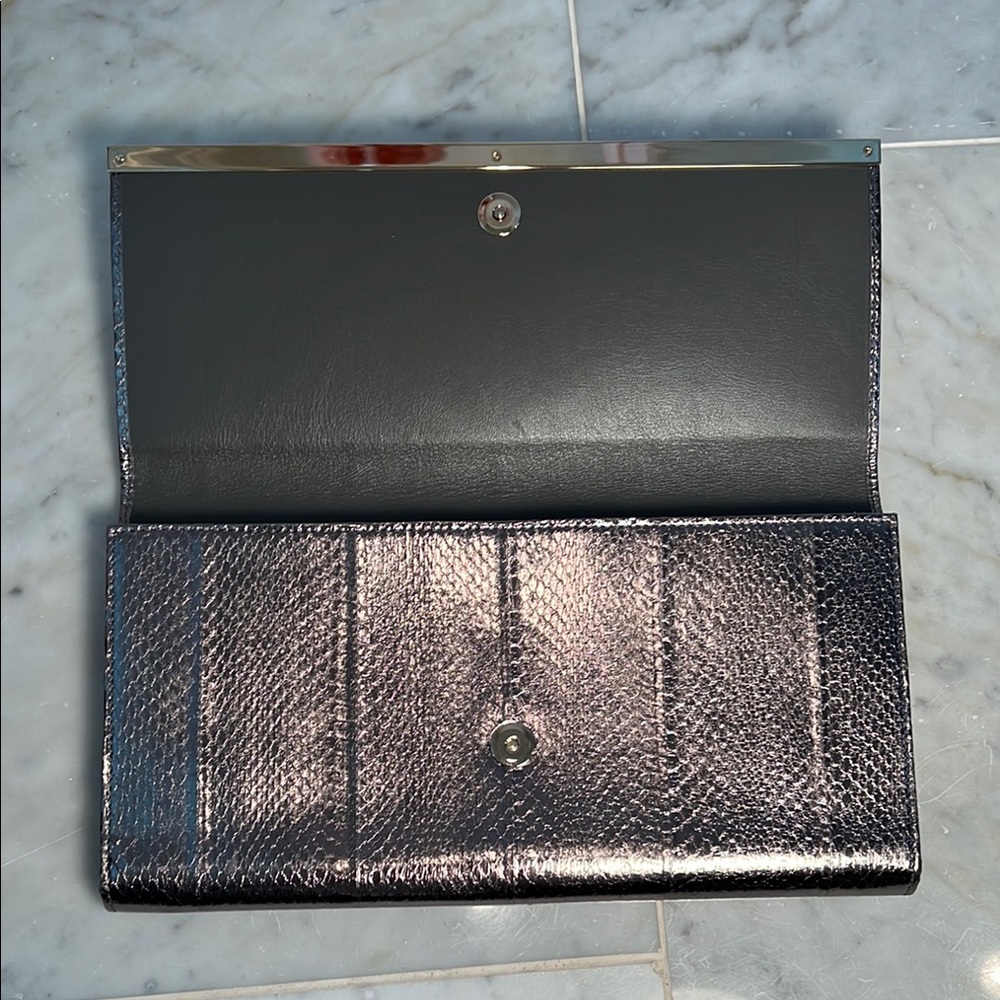 Jimmy Choo Metallic Pewter Snakeskin Clutch - Picture 4 of 6